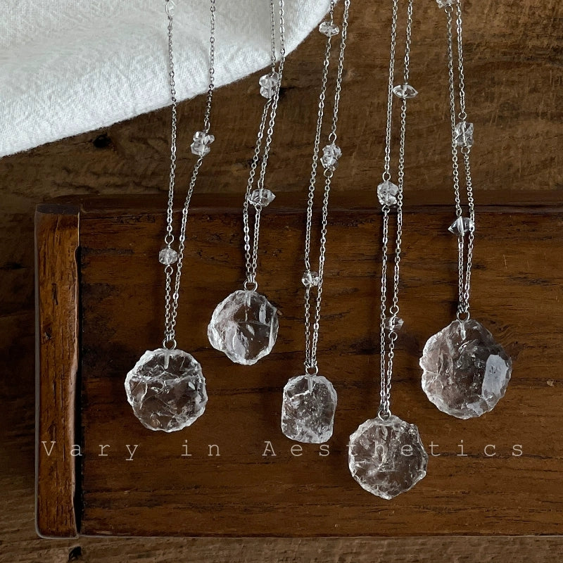 Crystal Stainless Steel Pendant Necklace 22“